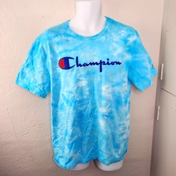 Champion Men T Shirt Size Large Tie Dye Blue - Picture 1 of 6